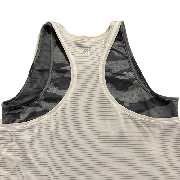 Athleta Girl Camo GRAY Large 14 Tie Breaker WHITE Tank Top - Picture 3 of 5